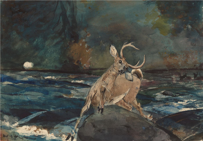 温斯洛·荷马 (Winslow Homer,美国画家)作品-阿迪朗达克山脉(1892 年)