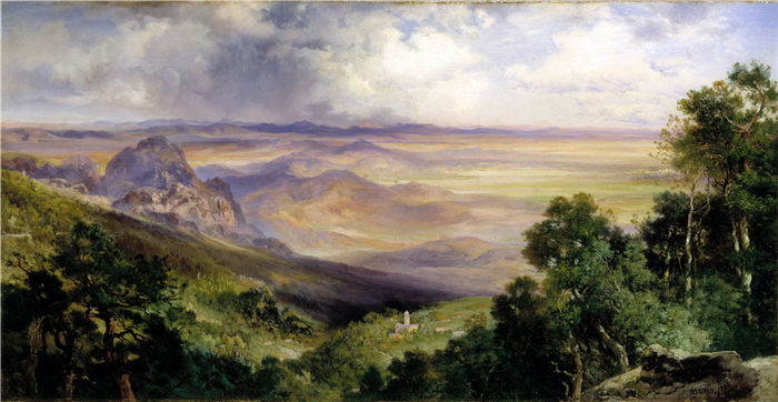 托马斯·莫兰 (Thomas Moran,美国画家)作品-库埃纳瓦卡谷