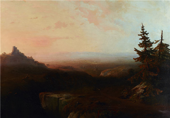 托马斯·莫兰 (Thomas Moran，美国画家)作品-山景（约 1865 年） (1917)