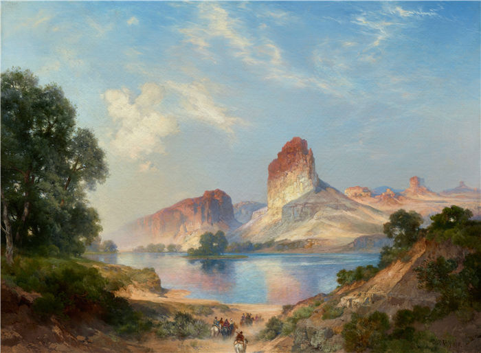托马斯·莫兰 (Thomas Moran，美国画家)作品-印度天堂（怀俄明州格林河）（1911 年）