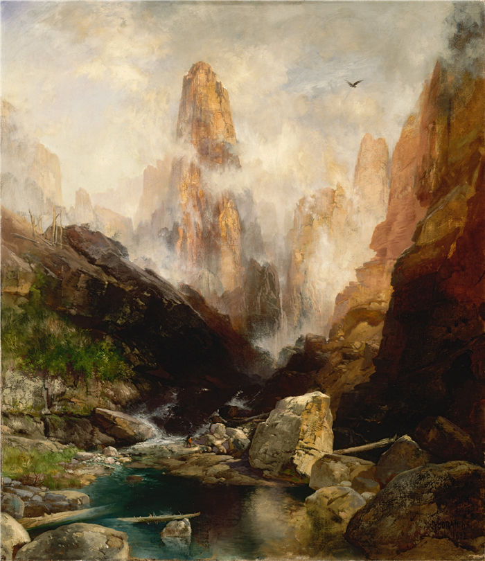 托马斯·莫兰 (Thomas Moran，美国画家)作品-犹他州卡纳布峡谷的薄雾