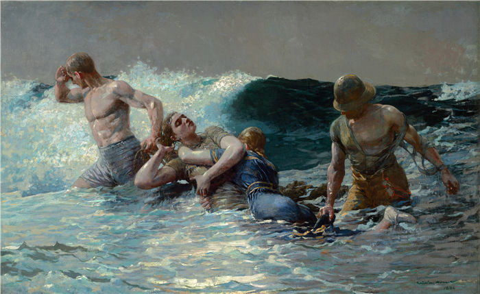 温斯洛·荷马 (Winslow Homer,美国画家)作品-暗流 (1886)