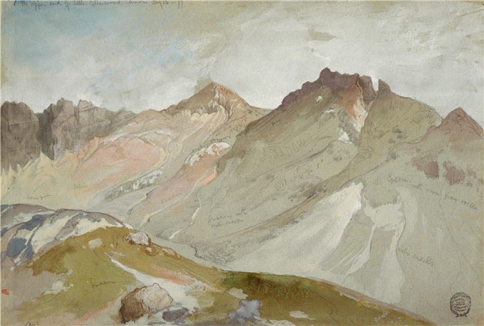 托马斯·莫兰 (Thomas Moran，美国画家)作品-犹他州奥格登附近的瓦萨奇山脉小棉白杨峡谷的上端（1879 年）