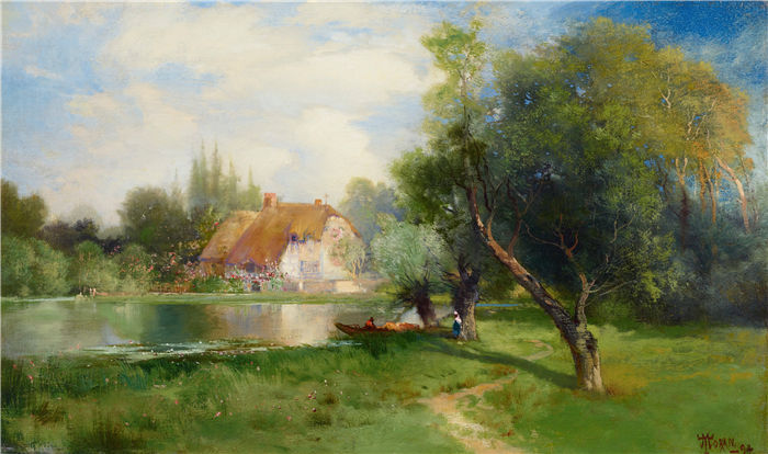 托马斯·莫兰 (Thomas Moran，美国画家)作品-长岛东汉普顿附近（1894 年）