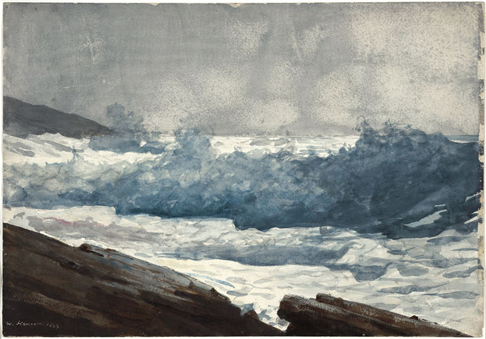 温斯洛·荷马 (Winslow Homer,美国画家)作品-Prout 的脖子,断路器 (1883)