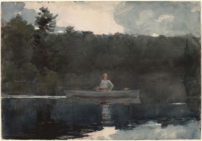 温斯洛·荷马 (Winslow Homer,美国画家)作品-孤独的渔夫 (1889)