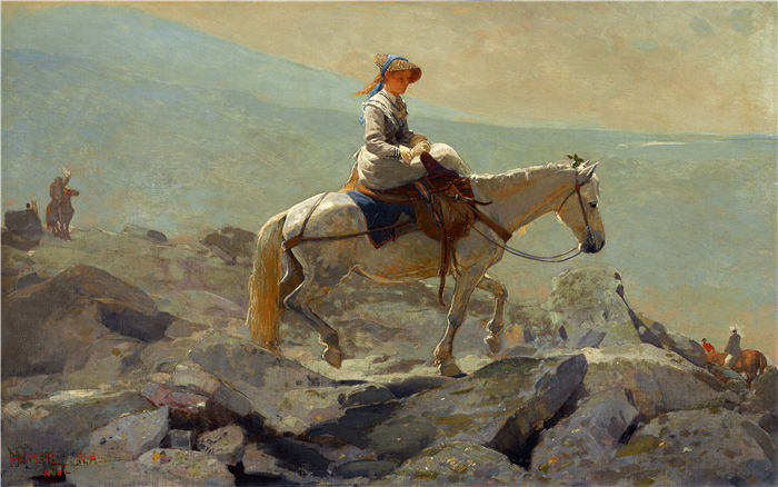 温斯洛·荷马 (Winslow Homer，美国画家)作品-白山的缰绳路径（1868 年）