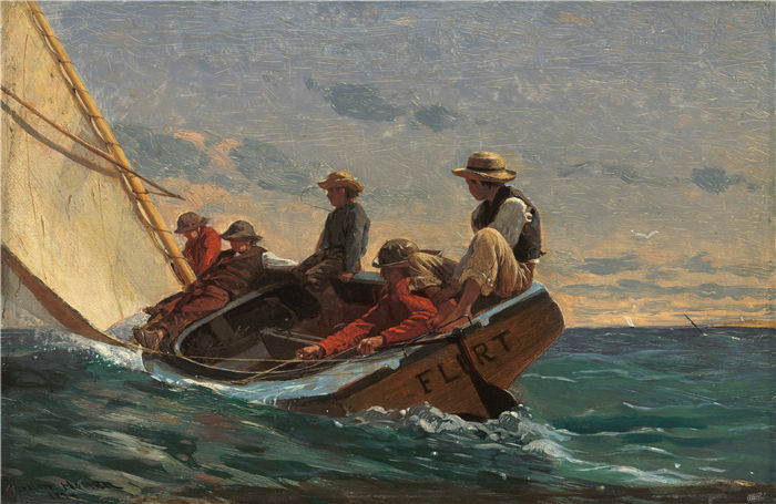 温斯洛·荷马 (Winslow Homer,美国画家)作品-调情 (1874)