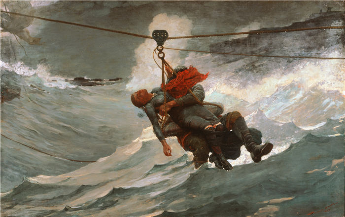 温斯洛·荷马 (Winslow Homer，美国画家)作品-生命线