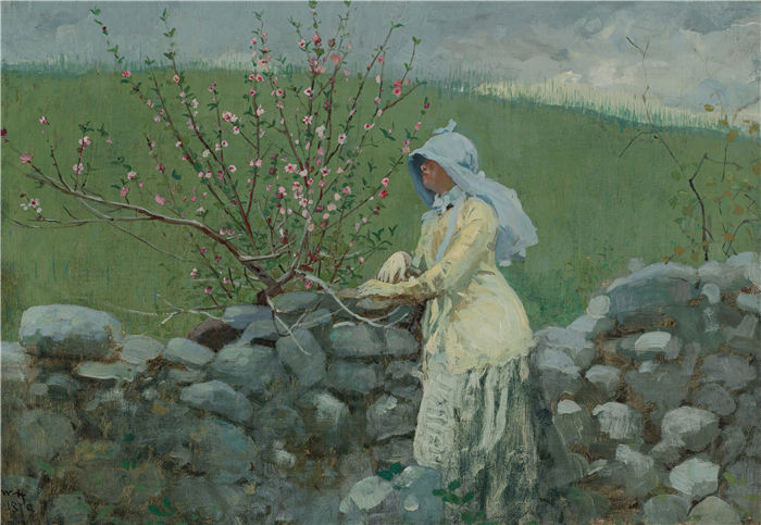 温斯洛·荷马 (Winslow Homer,美国画家)作品-桃花 (1879)