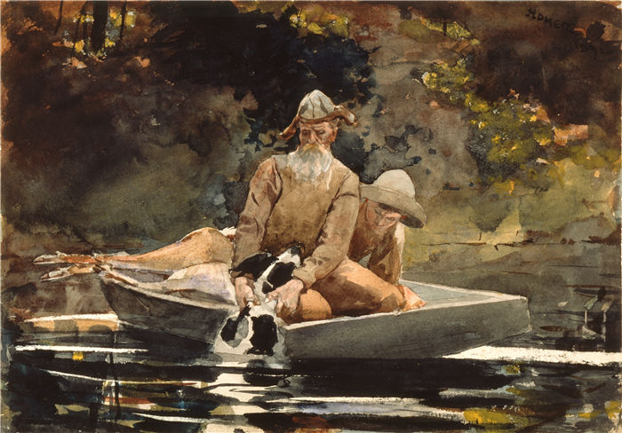 温斯洛·荷马 (Winslow Homer，美国画家)作品-狩猎之后 (1892)