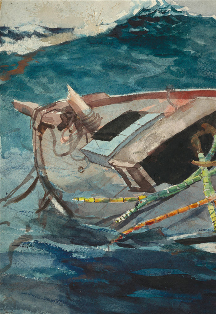 温斯洛·荷马 (Winslow Homer，美国画家)作品-研究“墨西哥湾流”（1898-99）