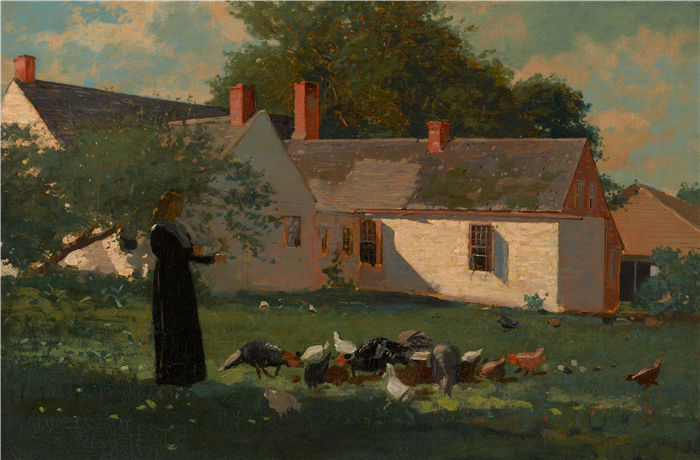 温斯洛·荷马 (Winslow Homer，美国画家)作品-农家场景（C. 1872–74）