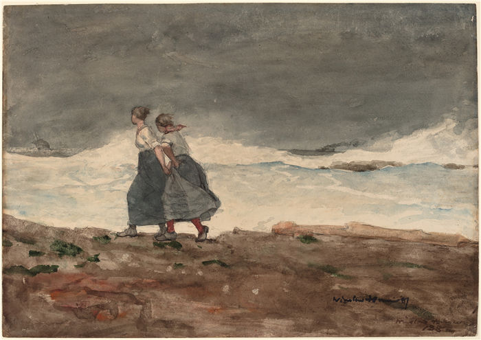 温斯洛·荷马 (Winslow Homer，美国画家)作品-危险 (1883-1887)