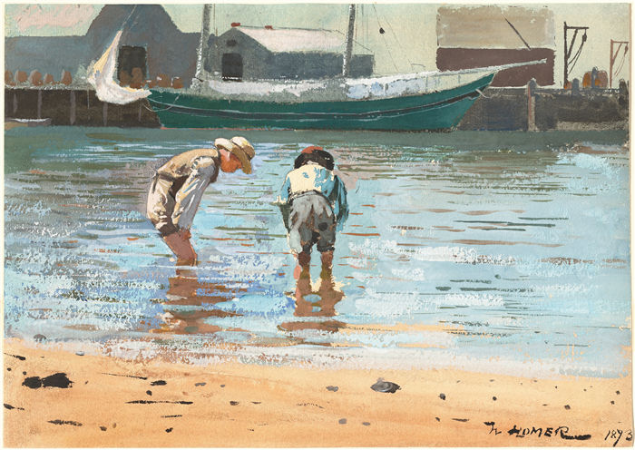 温斯洛·荷马 (Winslow Homer，美国画家)作品-男孩涉水 (1873)