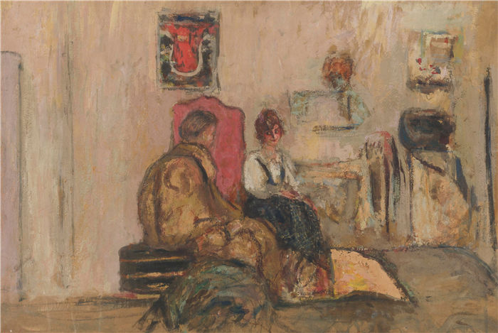 爱德华·维亚尔(Édouard Vuillard，法国画家)作品-伊冯娜春天在她的小屋