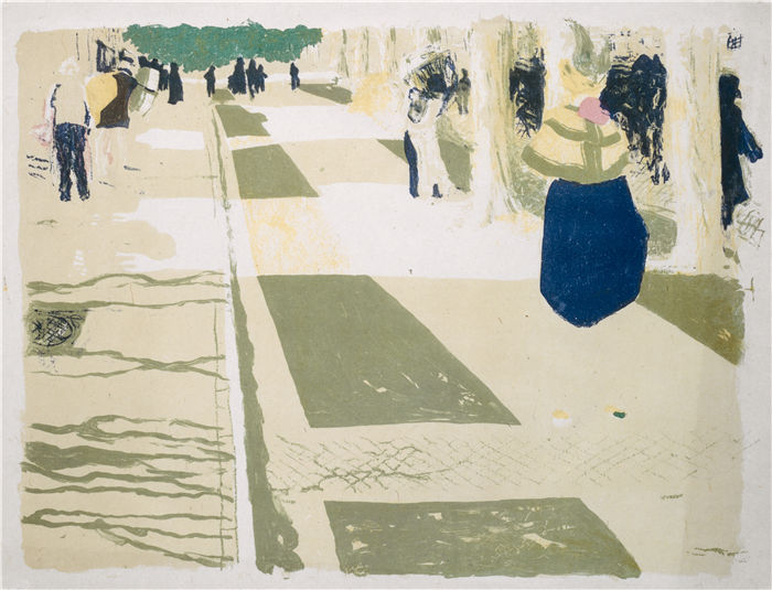 爱德华·维亚尔(Édouard Vuillard，法国画家)作品-大道 (1899)