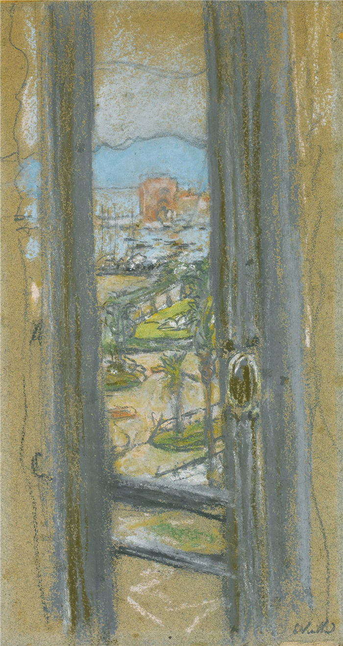 爱德华·维亚尔(Édouard Vuillard，法国画家)作品-La Fenetre 在戛纳 (1932-33)