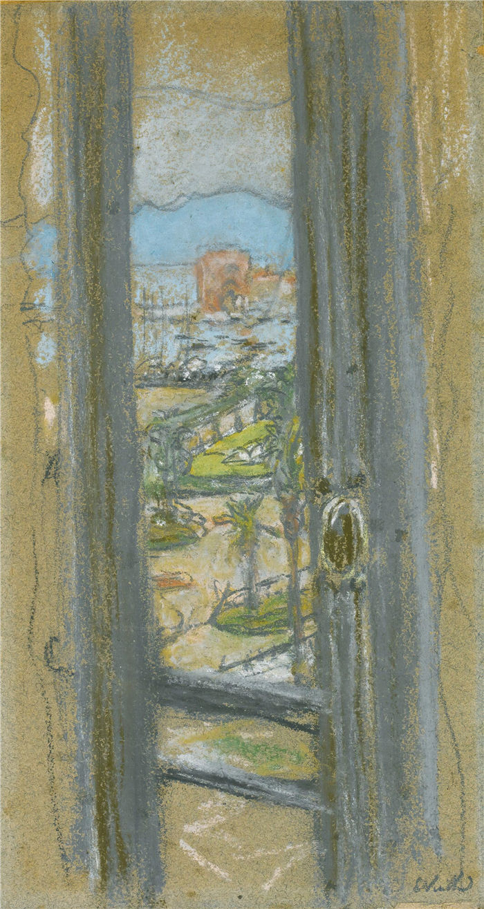 爱德华·维亚尔(Édouard Vuillard,法国画家)作品-La Fenetre 在戛纳 (1932-33)