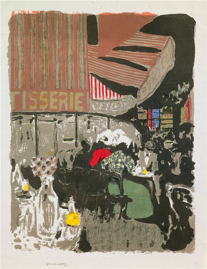 爱德华·维亚尔(Édouard Vuillard，法国画家)作品-糕点店，出自《风景与室内设计》（1899）