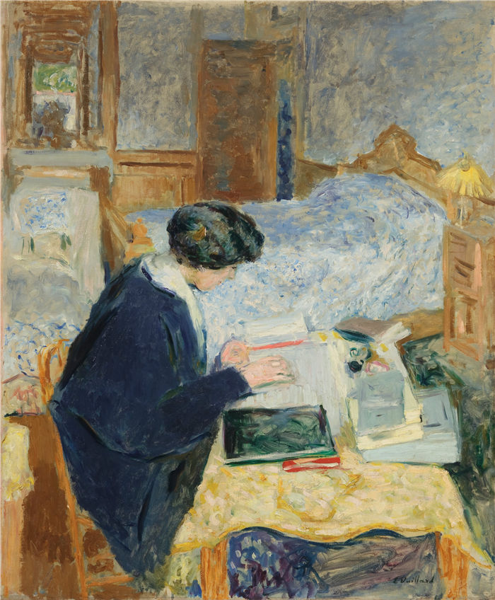 爱德华·维亚尔(Édouard Vuillard，法国画家)作品-露西·赫塞尔阅读