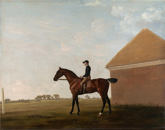 乔治·斯塔布斯（George Stubbs，英国画家）作品-草坪，骑师向上，在纽马克特（约 1766 年）