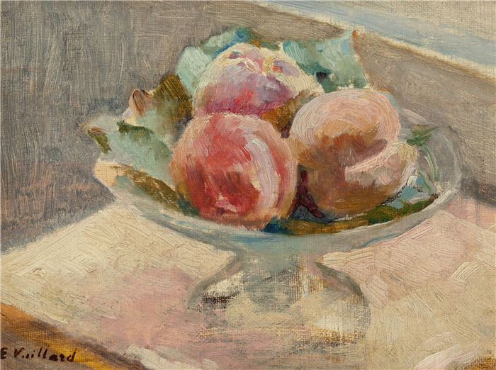 爱德华·维亚尔(Édouard Vuillard，法国画家)作品-桃子碗（约1889-1990）