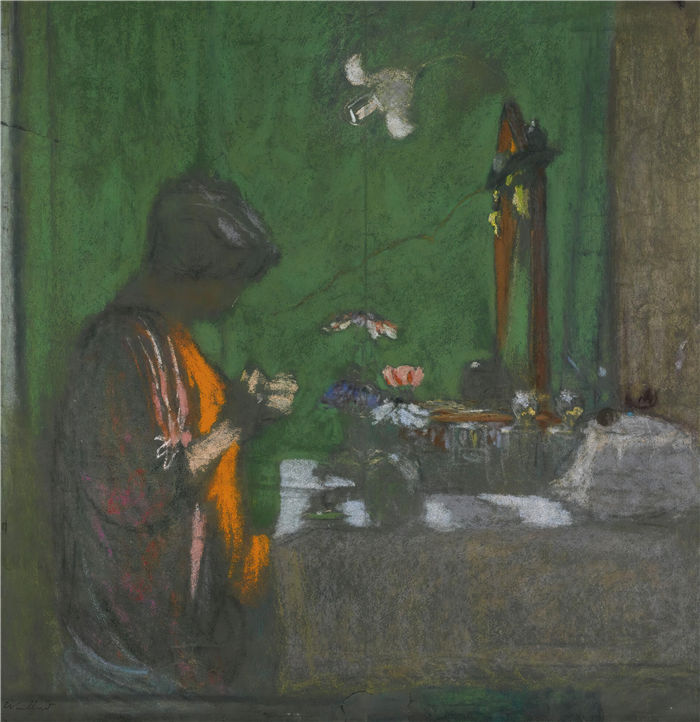 爱德华·维亚尔(Édouard Vuillard,法国画家)作品-赫塞尔夫人在她的厕所