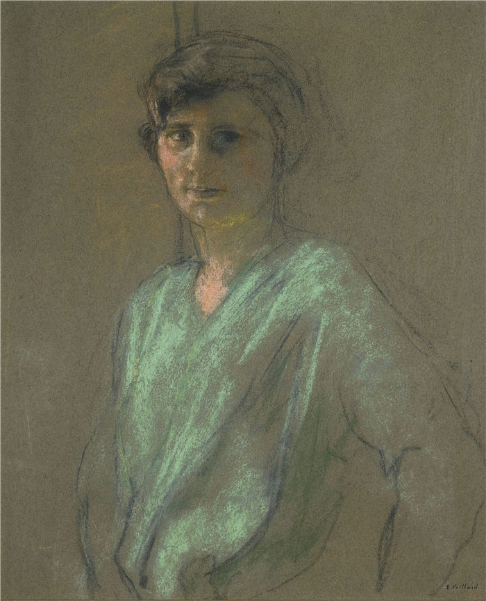 爱德华·维亚尔(Édouard Vuillard，法国画家)作品-Irena Montanet 的肖像（约 1927 年）