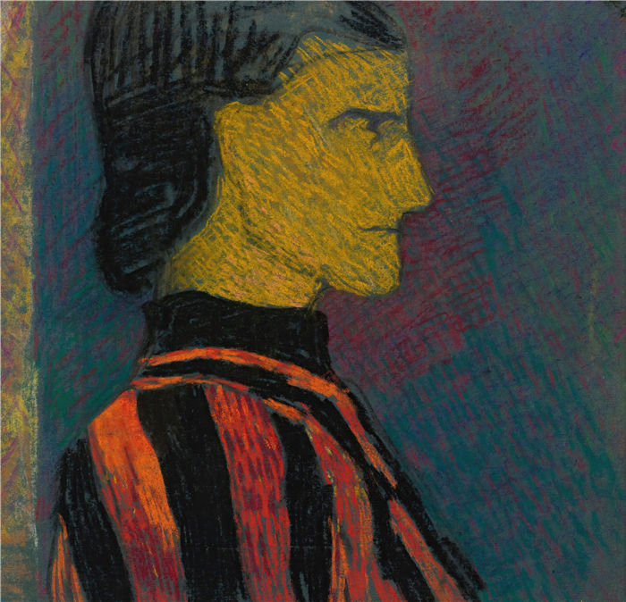 爱德华·维亚尔(Édouard Vuillard,法国画家)作品-西装男半身像(1890 年)