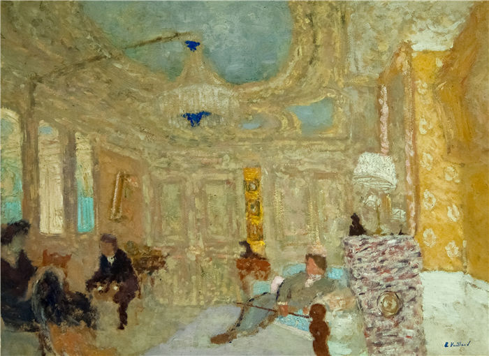 爱德华·维亚尔(Édouard Vuillard,法国画家)作品-在候诊室 (1898)
