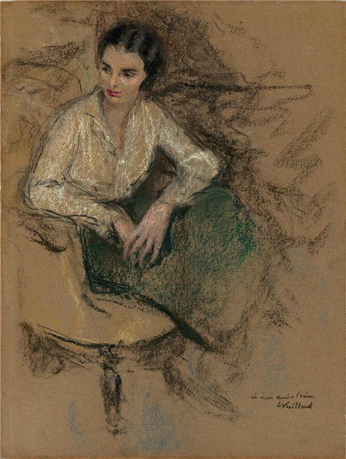 爱德华·维亚尔(Édouard Vuillard,法国画家)作品-艾琳·蒙塔内肖像(1931)