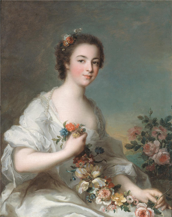 让·马克·纳蒂尔(Jean-Marc Nattier ,法国画家)作品-一位女士的肖像(1738)