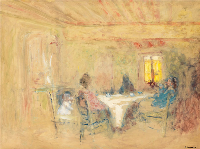 爱德华·维亚尔(Édouard Vuillard，法国画家)作品-在餐桌上