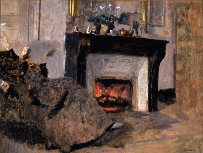 爱德华·维亚尔(Édouard Vuillard,法国画家)作品-壁炉 (1901)