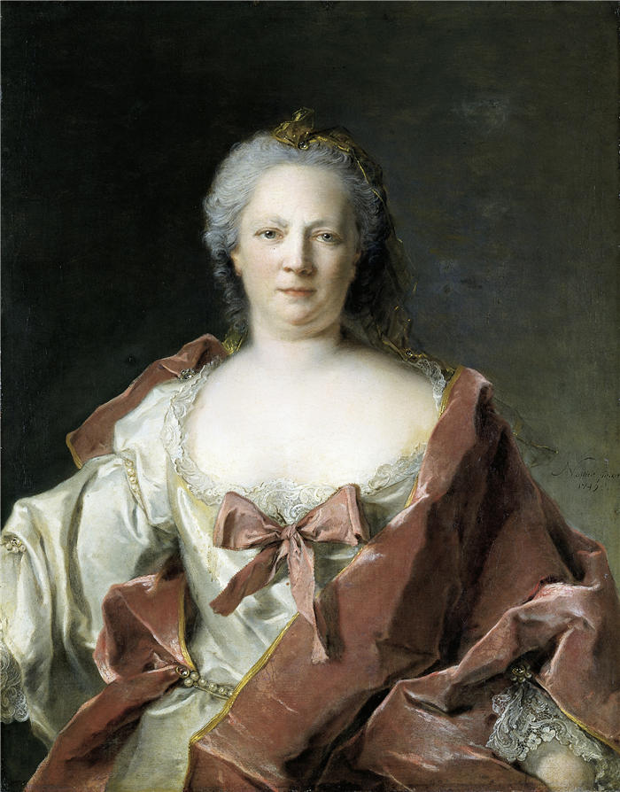 让·马克·纳蒂尔（Jean-Marc Nattier ，法国画家）作品-安娜·伊丽莎白·莱斯 (Anna Elisabeth Leerse) 的肖像 (1749)