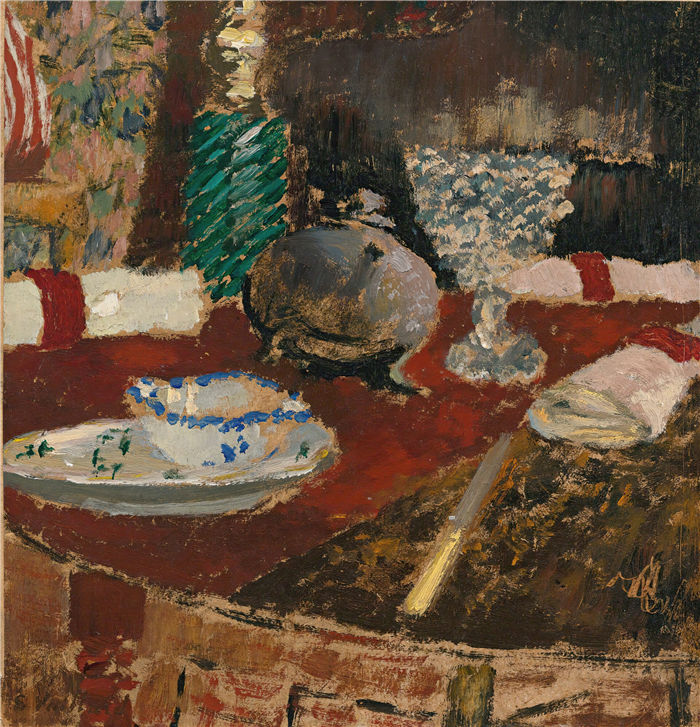 爱德华·维亚尔(Édouard Vuillard,法国画家)作品-柳条和毛巾圈(大约 1896-97 年)
