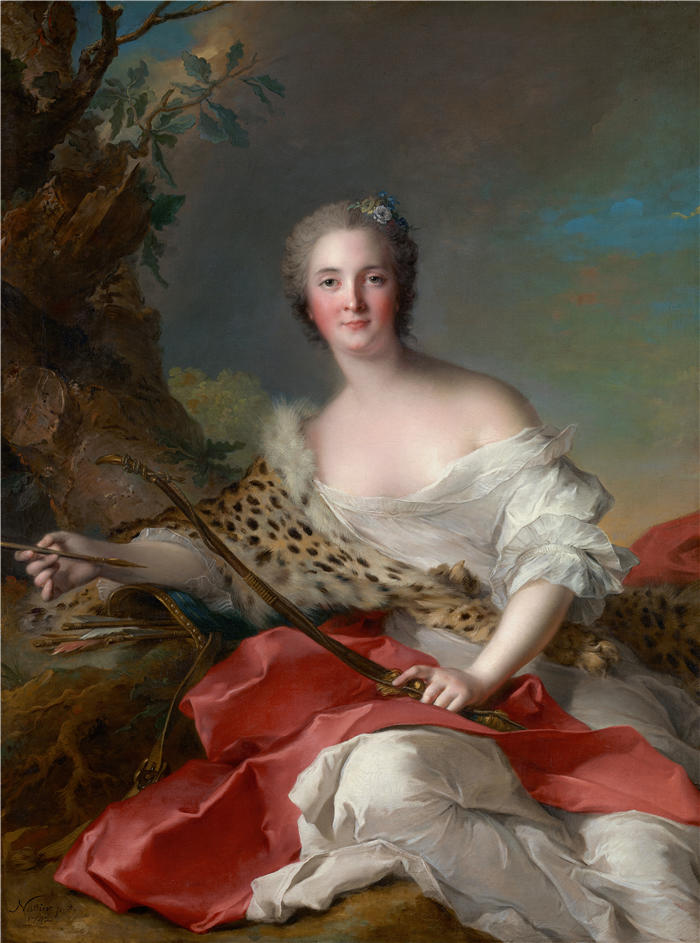 让·马克·纳蒂尔（Jean-Marc Nattier ，法国画家）作品-Bonnier de la Mosson 夫人作为戴安娜的肖像（1742 年）