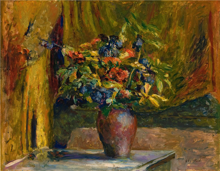 爱德华·维亚尔(Édouard Vuillard,法国画家)作品-云雀的脚和天竺葵(大约 1906 年)