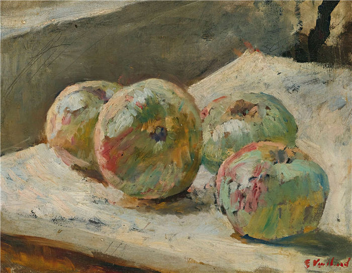 爱德华·维亚尔(Édouard Vuillard,法国画家)作品-四个苹果(大约 1889-90 年)