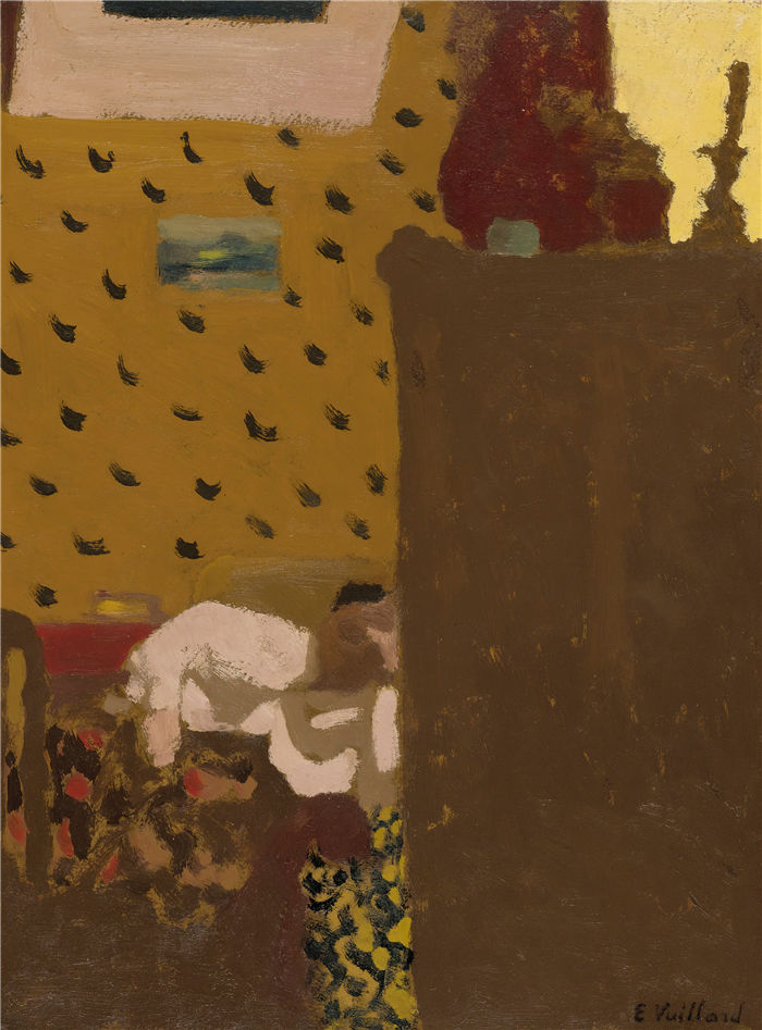 爱德华·维亚尔(Édouard Vuillard,法国画家)作品-Roussel Au Chiffonier 夫人(约 1892 年)