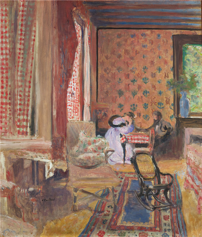 爱德华·维亚尔(Édouard Vuillard，法国画家)作品-在棋盘游戏 (1902)