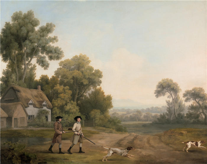 乔治·斯塔布斯（George Stubbs，英国画家）作品-两位绅士去射击 (1768)