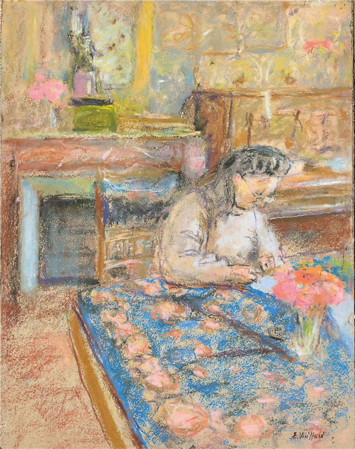 爱德华·维亚尔(Édouard Vuillard，法国画家)作品-维亚尔夫人的作品，沃克雷松 (1920-1924)