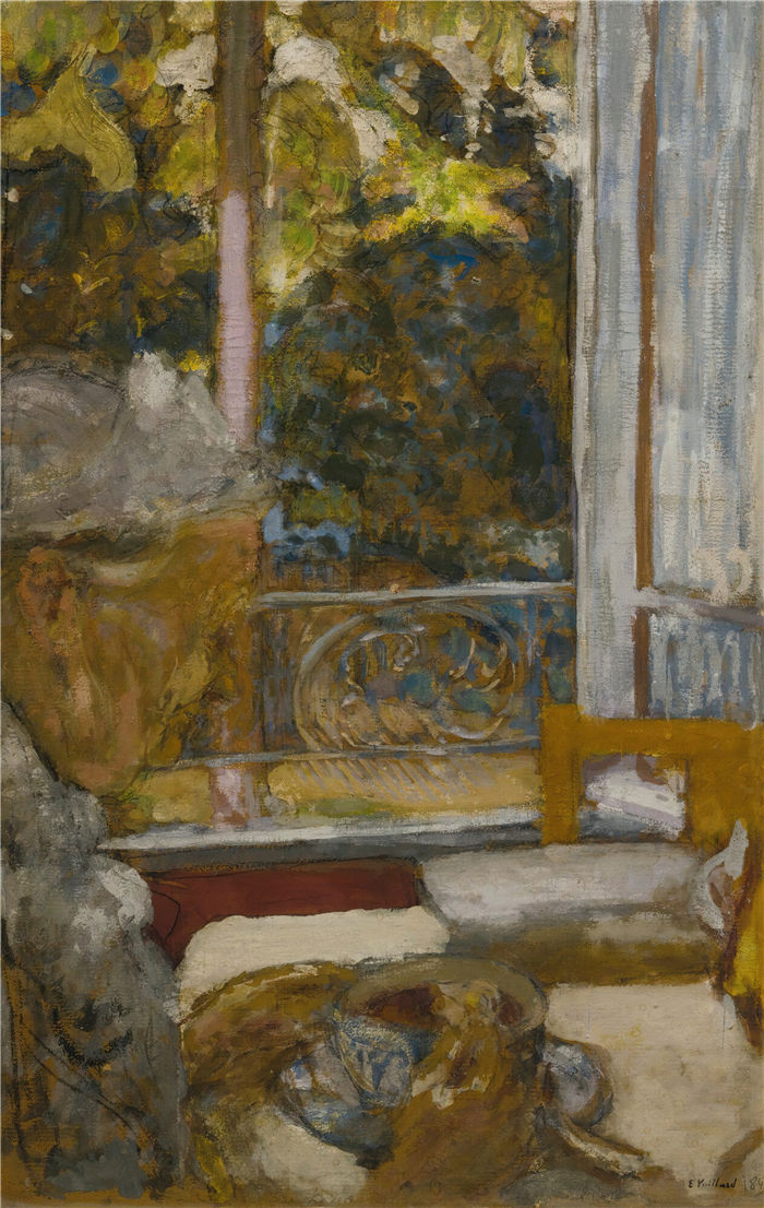 爱德华·维亚尔(Édouard Vuillard，法国画家)作品-维亚尔夫人在 La Toquade 享用早餐