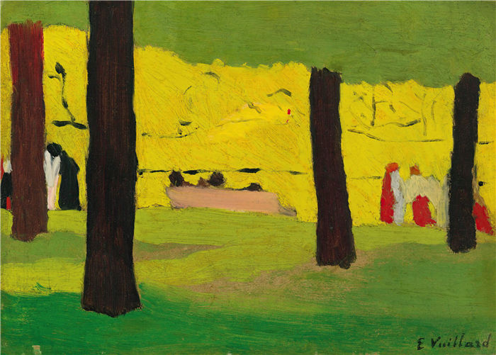 爱德华·维亚尔(Édouard Vuillard,法国画家)作品-粉红长凳