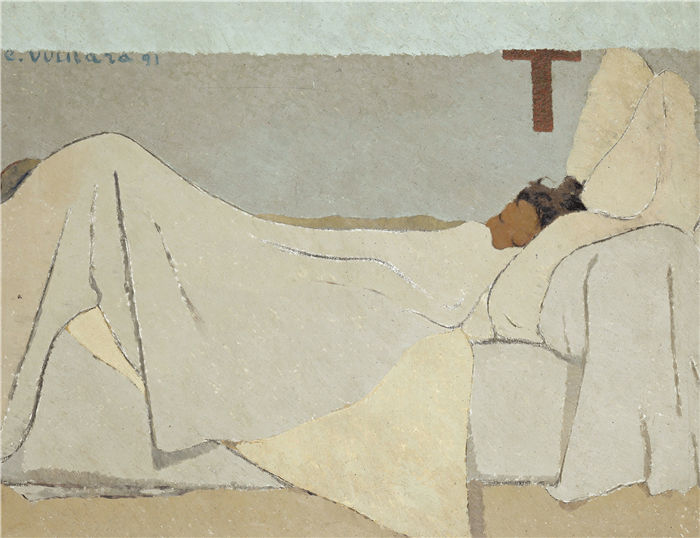 爱德华·维亚尔(Édouard Vuillard，法国画家)作品-Au lit 在 床上 1891