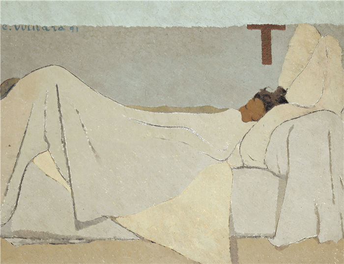 爱德华·维亚尔(Édouard Vuillard,法国画家)作品-Au lit 在 床上 1891
