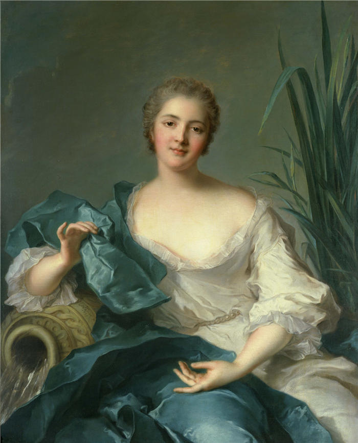 让·马克·纳蒂尔(Jean-Marc Nattier ,法国画家)作品-Marie-Henriette Berthelot de Pléneuf 夫人的肖像