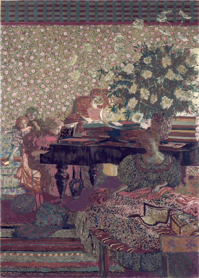 爱德华·维亚尔(Édouard Vuillard，法国画家)作品-里面的角色，音乐（1896）